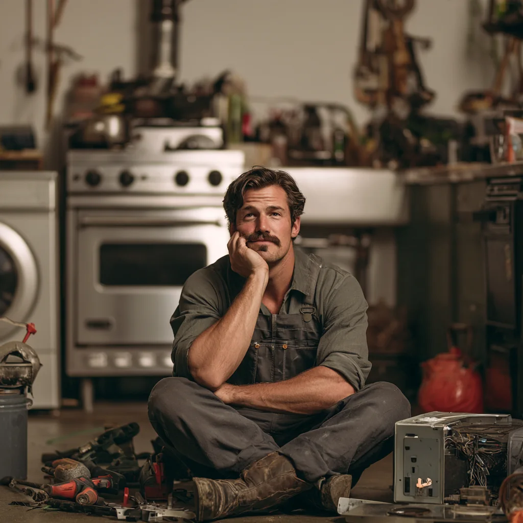 Appliance technician preparing for residential repair work